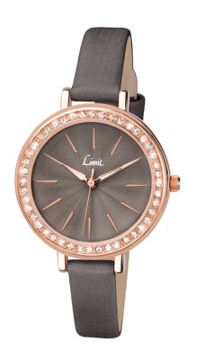 Ladies rose gold plated stone set strap watch 6084.01